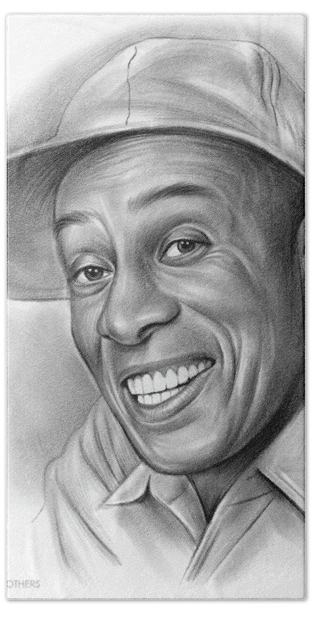 Scatman Crothers Beach Towel featuring the drawing Scatman Crothers 12MAY22 by Greg Joens