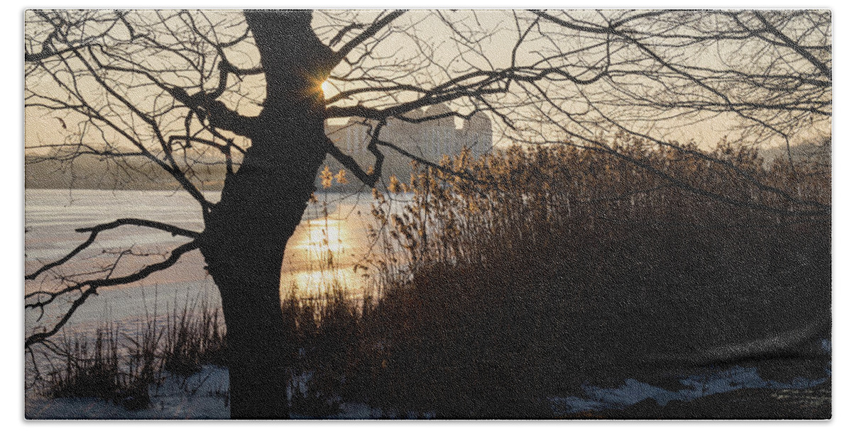 Dreamy Beach Towel featuring the photograph Winter sunset at Moritzburg Castle 2 by Adriana Mueller