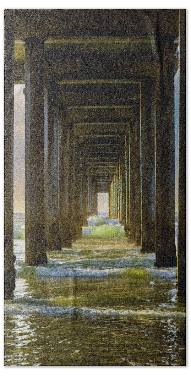 Fine Art Beach Towel featuring the photograph Scripp's Pier Sunset by Bryan Carter