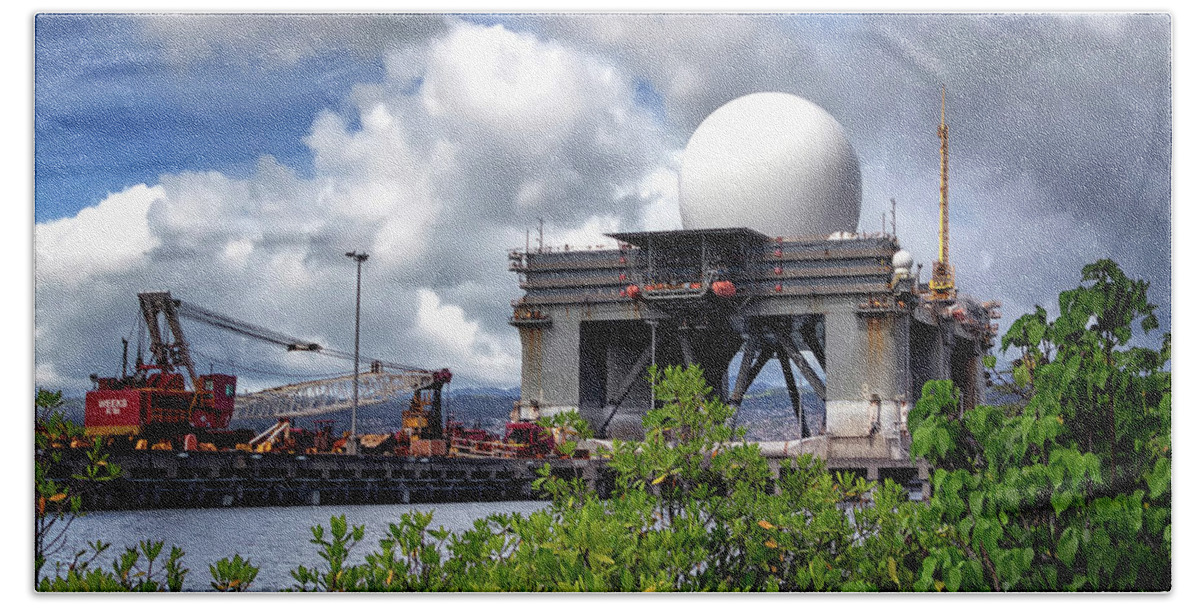 Sea-based X-band Radar Beach Towel featuring the photograph Sea-Based X-Band Radar by American Landscapes