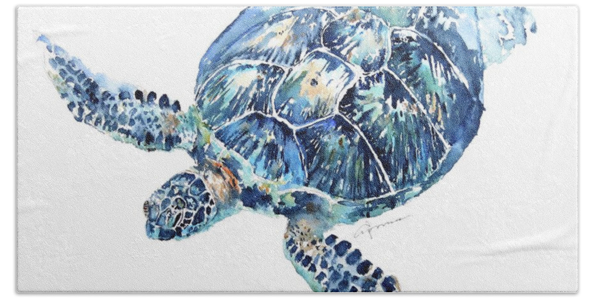 Sea Turtle Beach Towel featuring the painting Sea Turtle 8 by Claudia Hafner