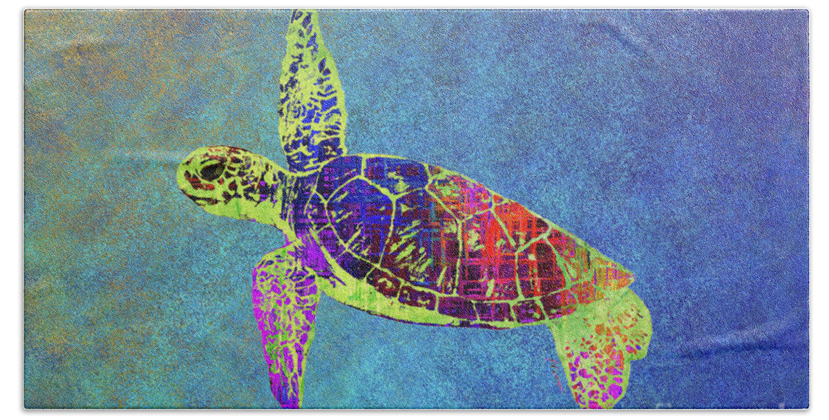 Turtle Beach Sheet featuring the painting Sea Turtle - Abstract by Hailey E Herrera