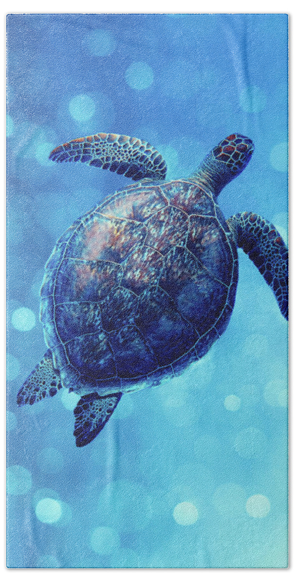 Animal Beach Towel featuring the photograph Sea Turtle Bubbly Blues by Laura Fasulo