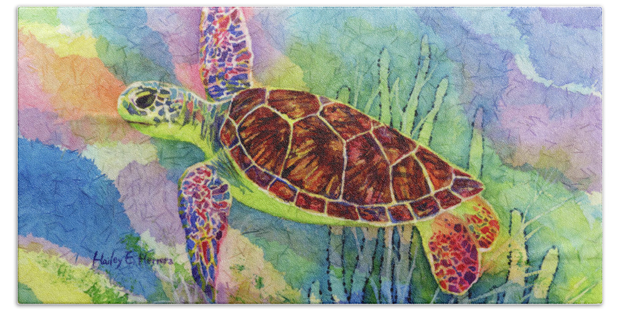 Turtle Beach Towel featuring the painting Sea Turtle-pastel colors by Hailey E Herrera
