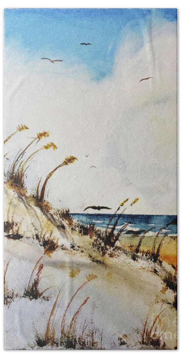 Landscape Beach Towel featuring the painting Sea View by Sharon Williams Eng