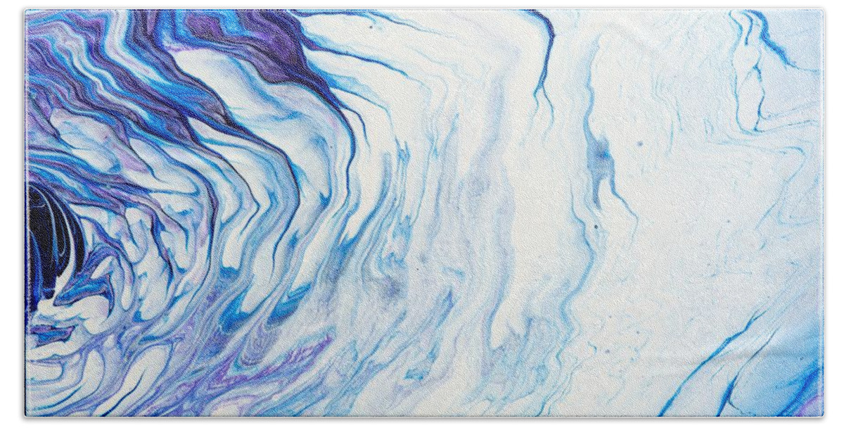Abstract Beach Towel featuring the digital art Seawaves - Colorful Flowing Liquid Marble Abstract Contemporary Acrylic Painting by Sambel Pedes