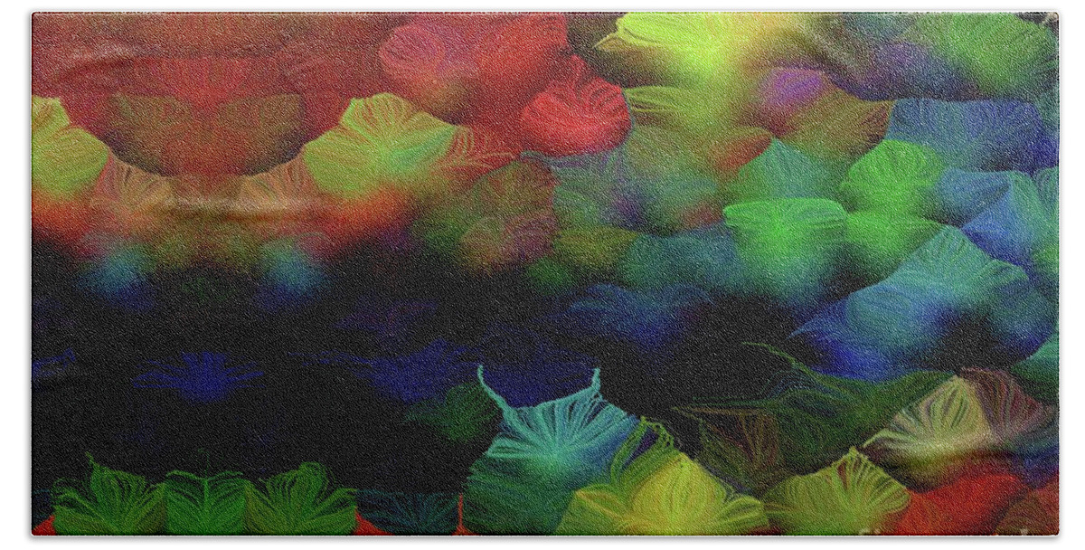 Secrets Beach Towel featuring the painting Secrets of the Meadow in the Mist Number 3 by Aberjhani
