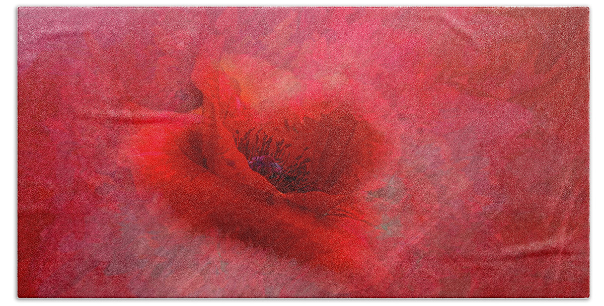 Poppy Beach Towel featuring the photograph Seeing RED-Muted Love by Cheri Freeman