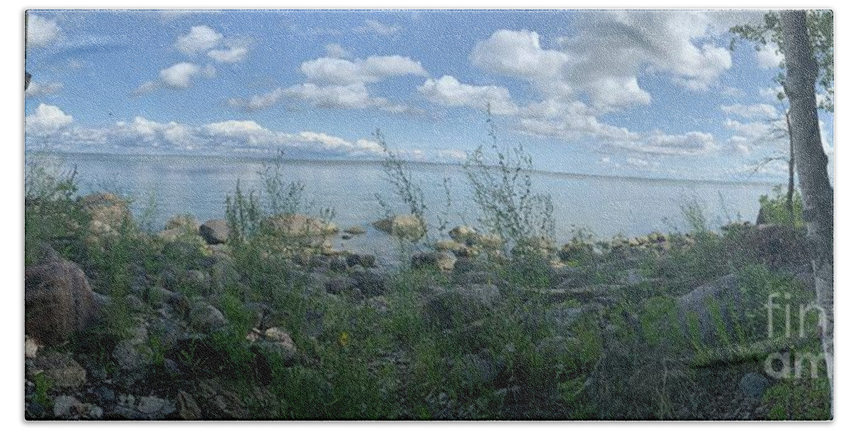 Nature Beach Towel featuring the photograph Serenity at Lake Winnipeg by Mary Mikawoz