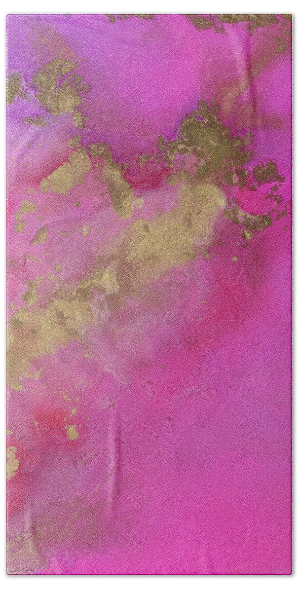 Pink Beach Towel featuring the painting Shalamar by Tamara Nelson