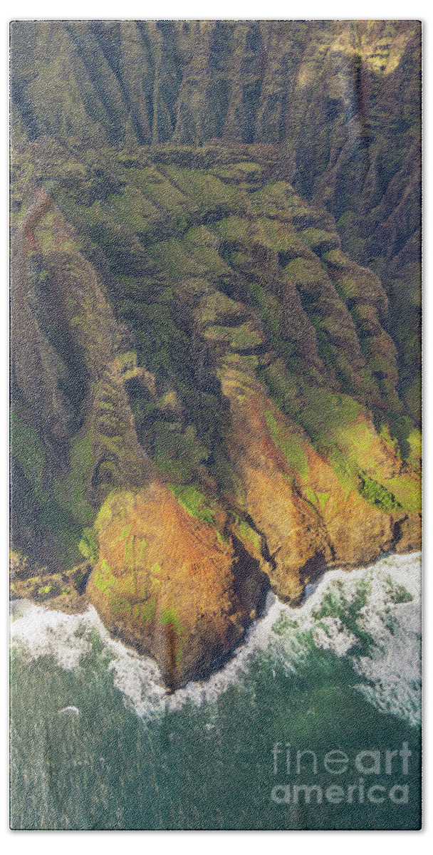 Hawaii Beach Towel featuring the photograph Shapes of the Na Pali Coast of Kauai by Nancy Gleason