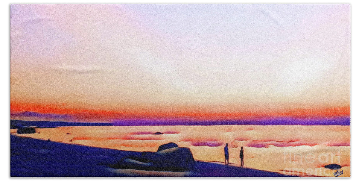 Beach Beach Towel featuring the digital art Share a Sunset by Eileen Kelly
