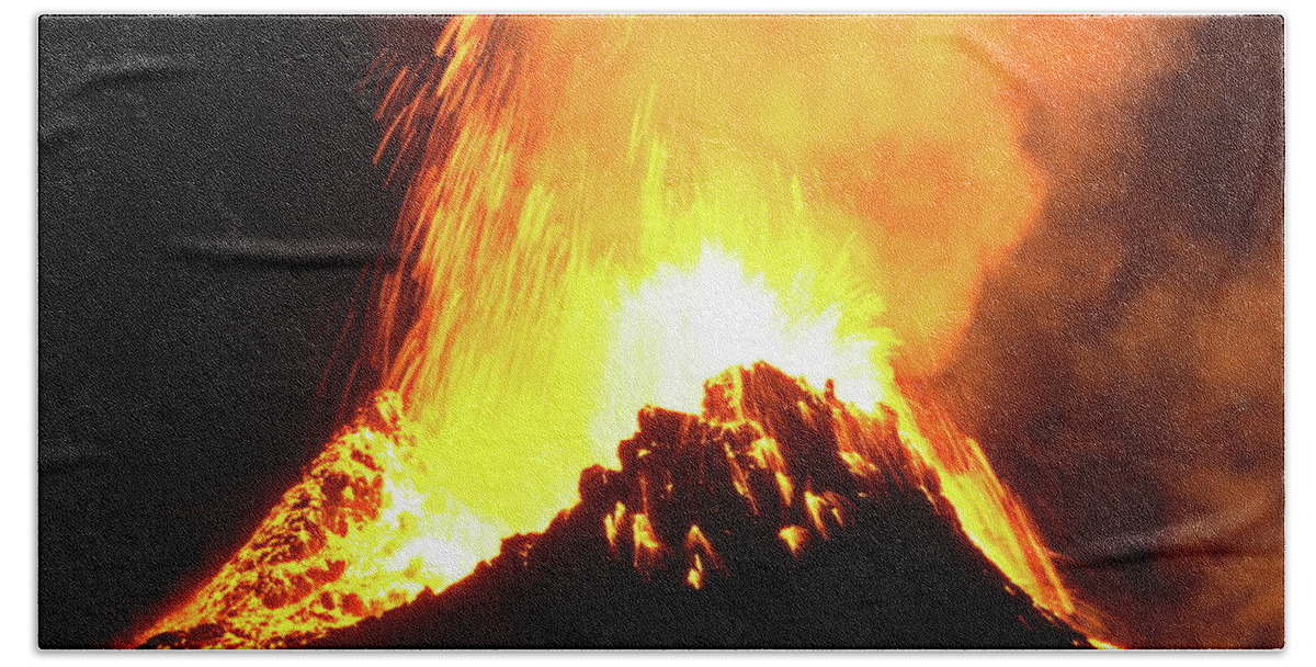 Volcano Beach Towel featuring the photograph Shattered fire by Christopher Mathews