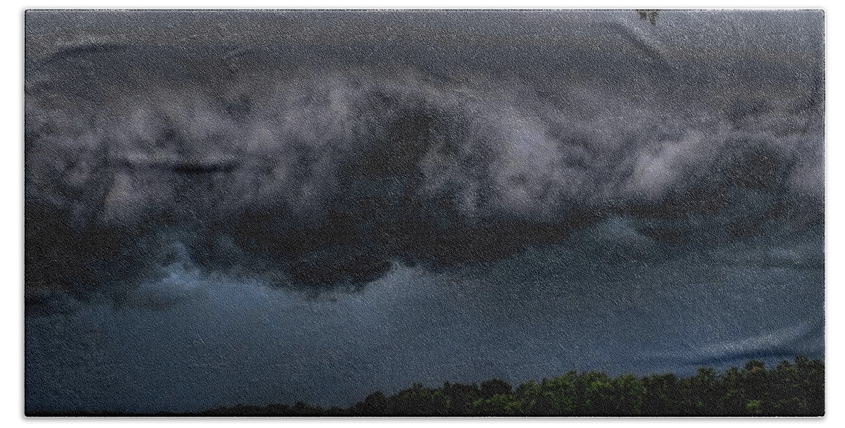 Weather Beach Towel featuring the photograph Shelf Cloud Hanging Clouds by Dale Kauzlaric