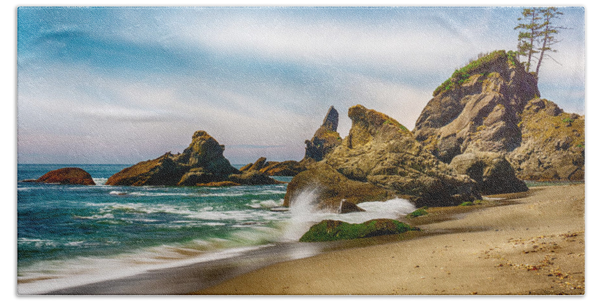 Shi Beach Towel featuring the photograph Shi Shi Beach Rocks by Amanda Jones