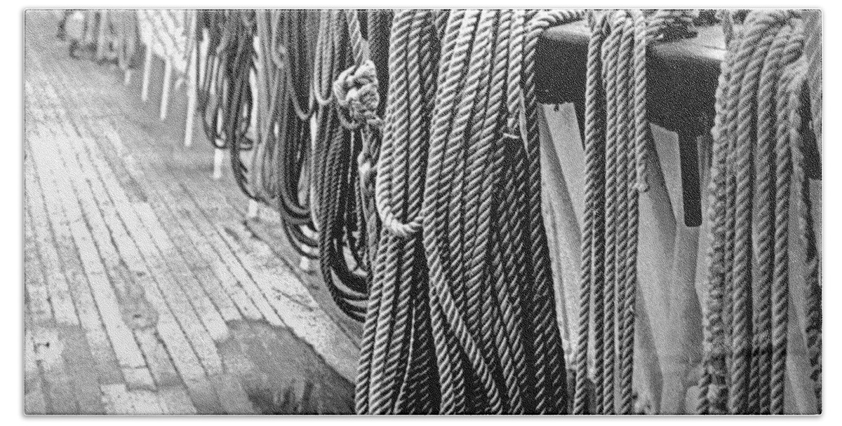Ship Ropes Beach Towel featuring the photograph Ship Ropes by Jim Signorelli