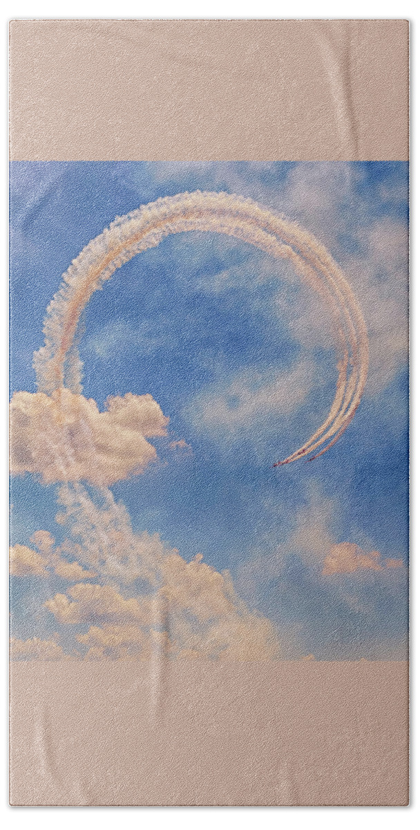 Airshow Beach Towel featuring the photograph Shoot the Loop by Susan Rissi Tregoning