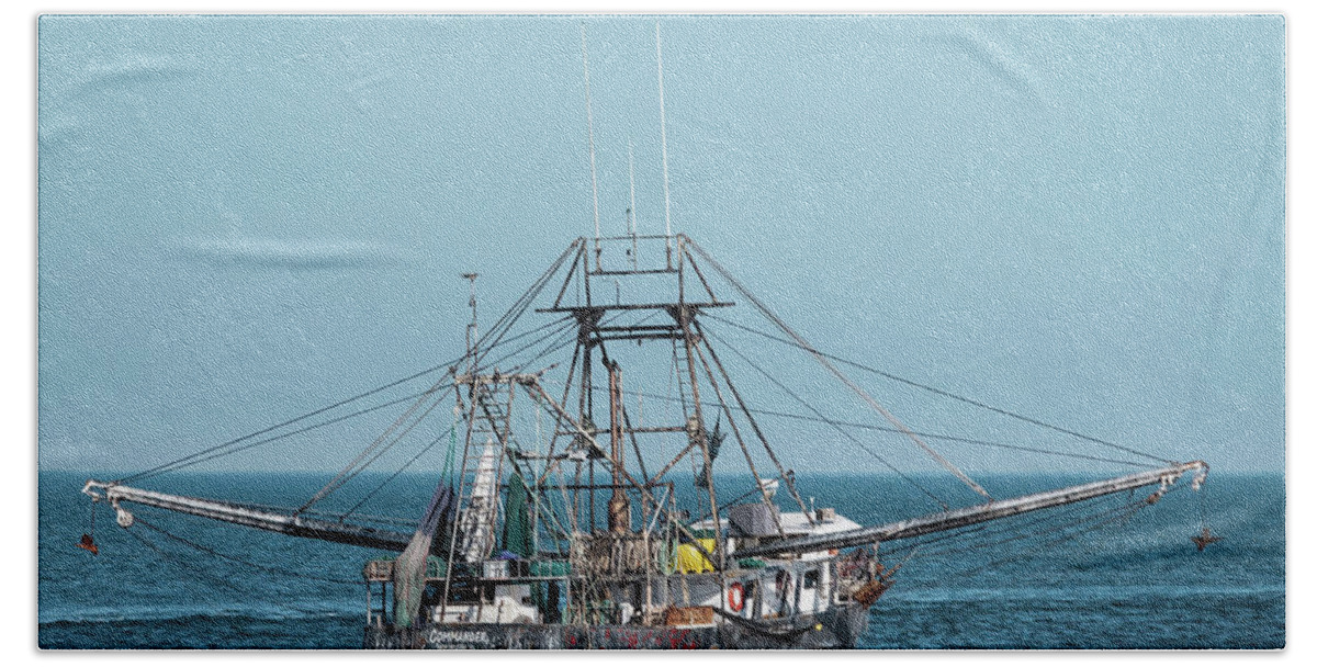 Fishing Trawler Beach Towel featuring the photograph Shrimp Trawler Commander by Bradford Martin
