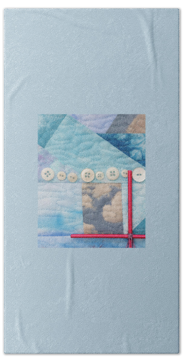 Shrine To Land And Sky Beach Towel featuring the mixed media Shrine to Land and Sky F by Vivian Aumond