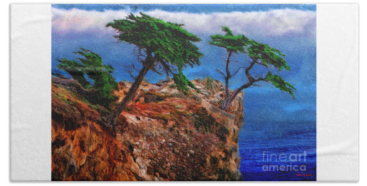 Lone Cypress Pebble Beach Beach Towel featuring the photograph Sideways Lone Cypress Pebble Beach by Blake Richards