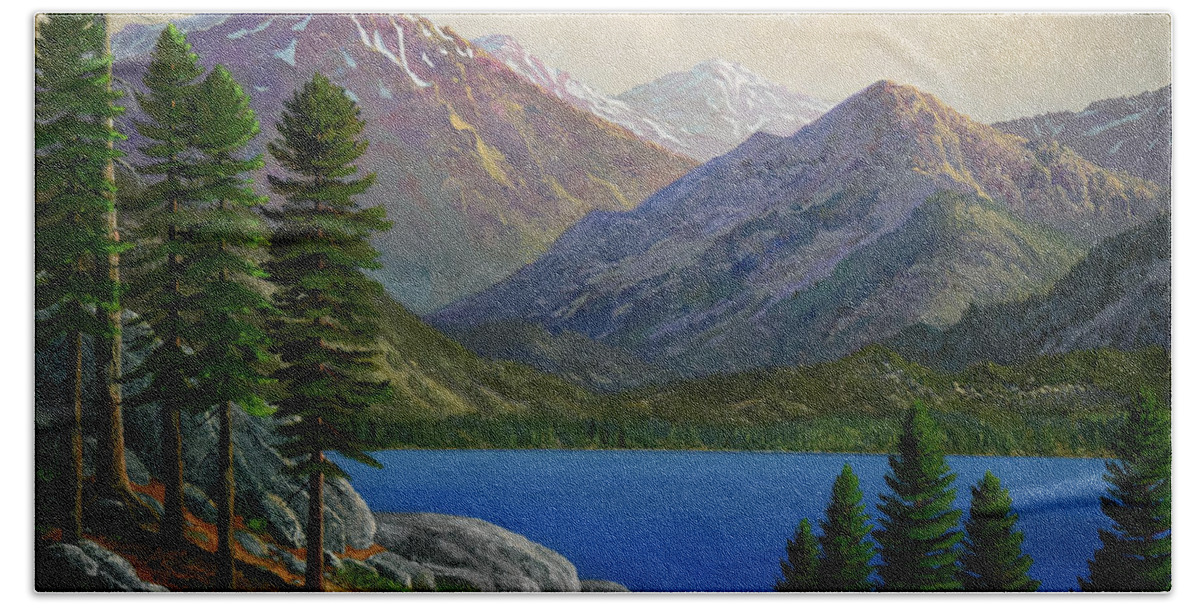 Landscape Beach Towel featuring the painting Sierra Views by Frank Wilson