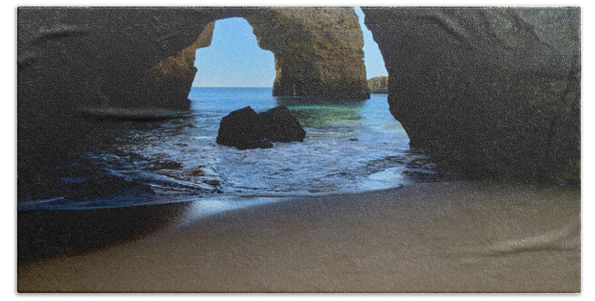 Algarve Beach Sheet featuring the photograph Silky sands and Arch by Angelo DeVal