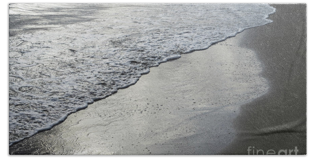 Sea Water Beach Towel featuring the photograph Silver-gray water and sand 2 by Adriana Mueller