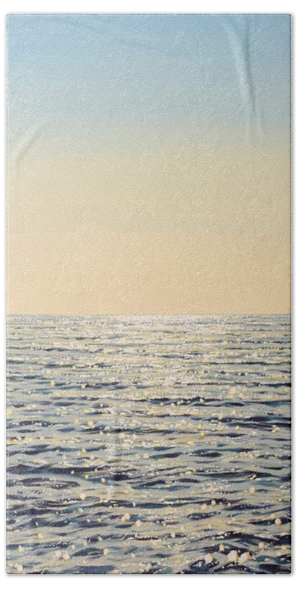 Sea Beach Towel featuring the painting Silver of the ocean 2.	 by Iryna Kastsova