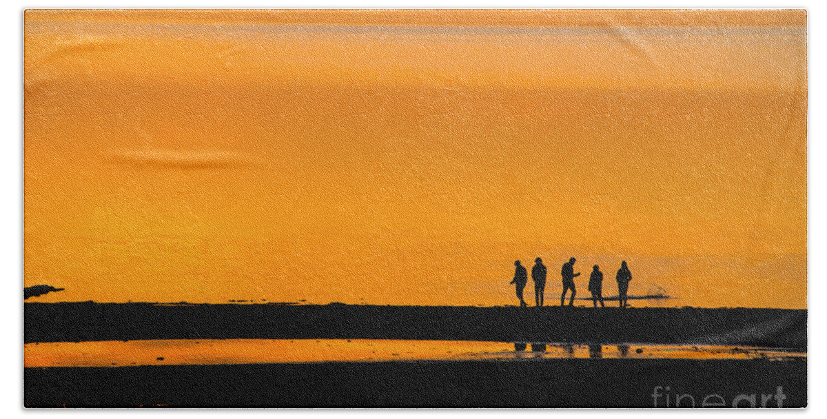 Silhouette Beach Towel featuring the photograph Skipping Stone Siloutte by Lisa Manifold
