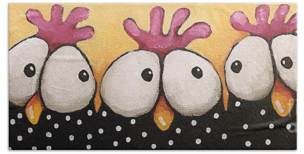Chicken Beach Towel featuring the painting Sister Huddle by Lucia Stewart