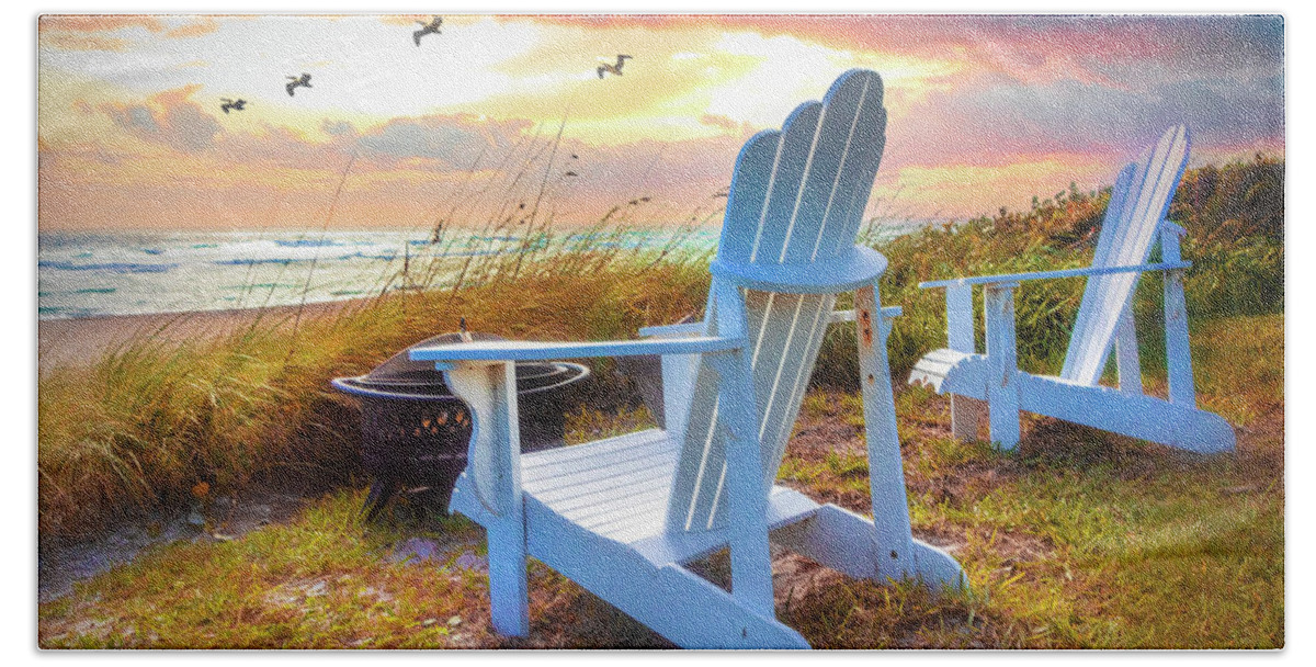 Chair Beach Towel featuring the photograph Sitting in the Sunshine on the Beach by Debra and Dave Vanderlaan