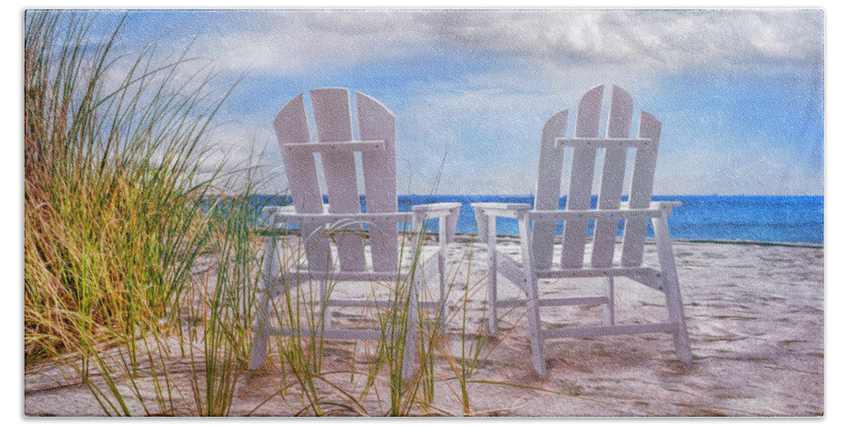 Clouds Beach Towel featuring the photograph Sitting Pretty in Blues Painting by Debra and Dave Vanderlaan