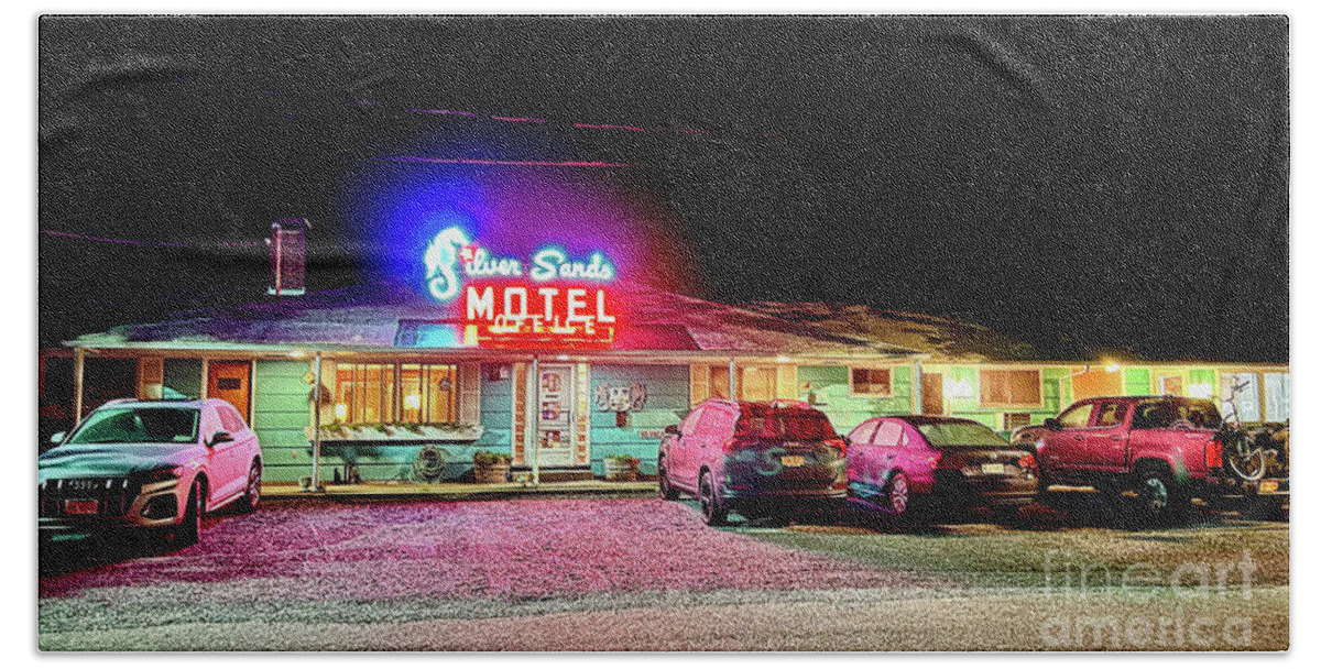 Motel Beach Towel featuring the photograph Siver Sands Motel by Sean Mills