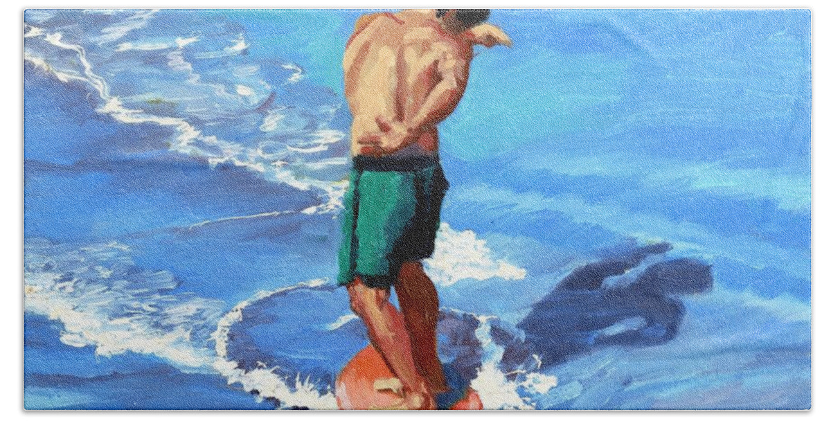 Skimboard Beach Sheet featuring the painting Skim 360 - 6 of 8 by Alice Leggett