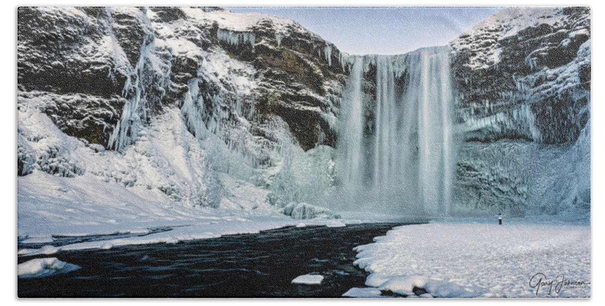 Iceland Beach Towel featuring the photograph Skogafoss Waterfall by Gary Johnson