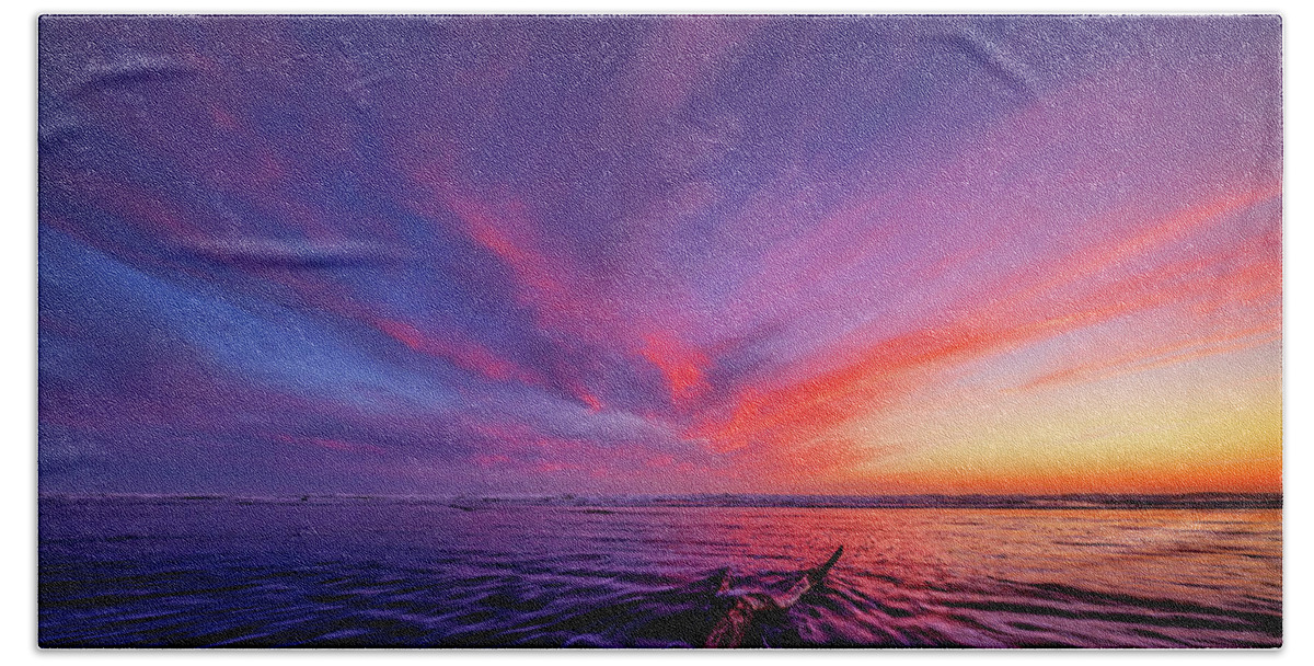 Grayland Beach Towel featuring the photograph Sky Ablaze by Dan Mihai
