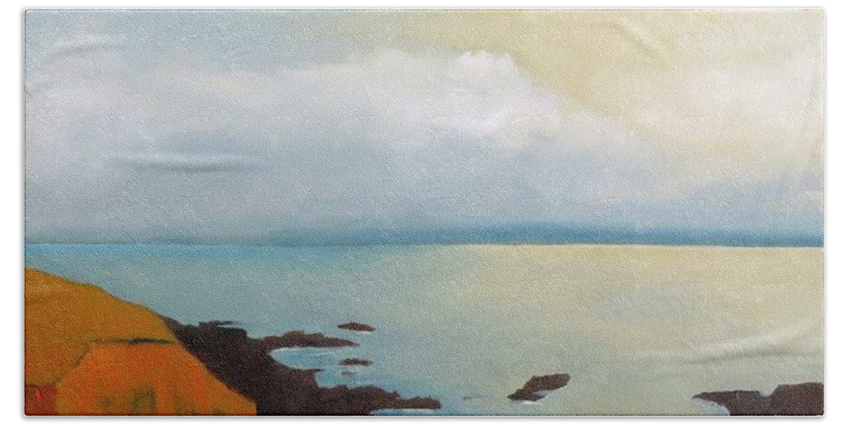 Sunset Beach Sheet featuring the painting Sky and Sea by Gary Coleman