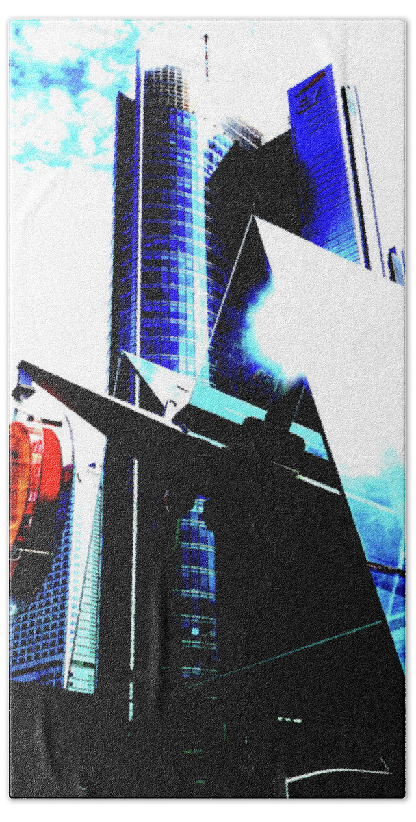 Skyscraper Beach Towel featuring the photograph Skyscraper And Metro Entrance In Warsaw, Poland 3 by John Siest