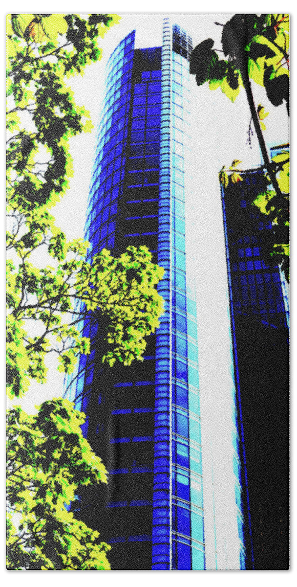 Skyscraper Beach Towel featuring the photograph Skyscraper And Tree In Warsaw, Poland 4 by John Siest