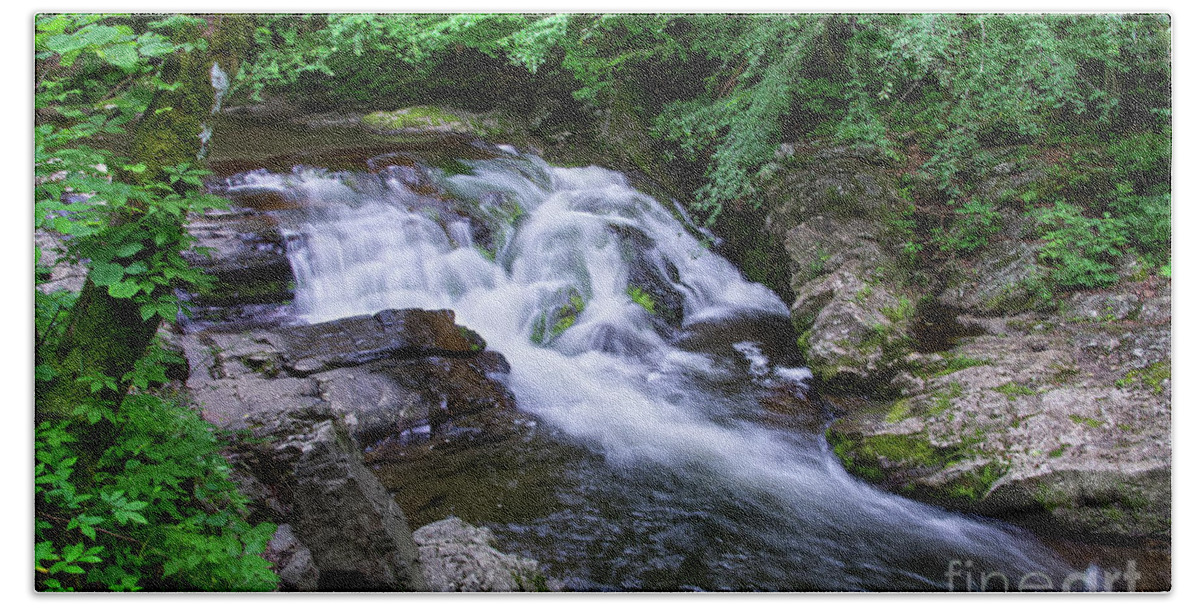 Little River Beach Towel featuring the photograph Small Waterfall On Little River 2 by Phil Perkins