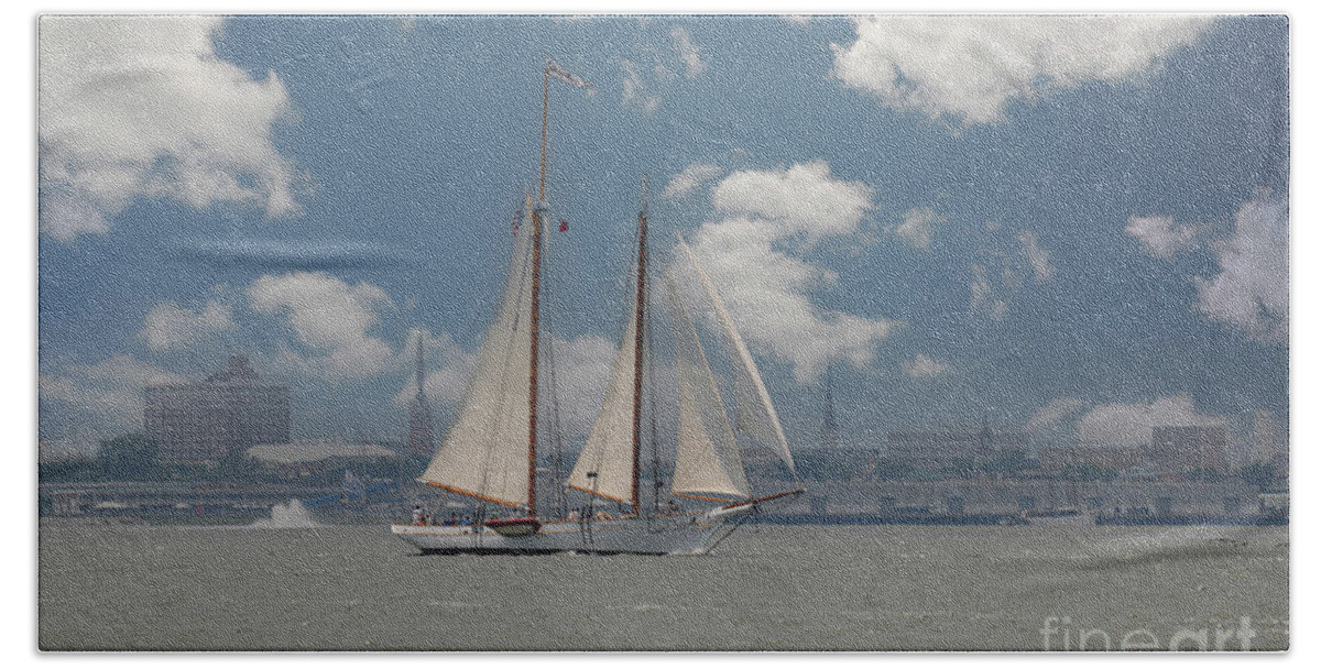 Spirit Of Sc Beach Towel featuring the photograph Smoothe Sailing - Spirit of SC - Tall Ship - Charleston by Dale Powell