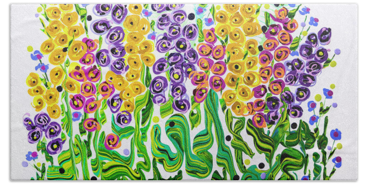 Flower Painting Beach Towel featuring the painting Snaps Gone Wild by Jane Arlyn Crabtree