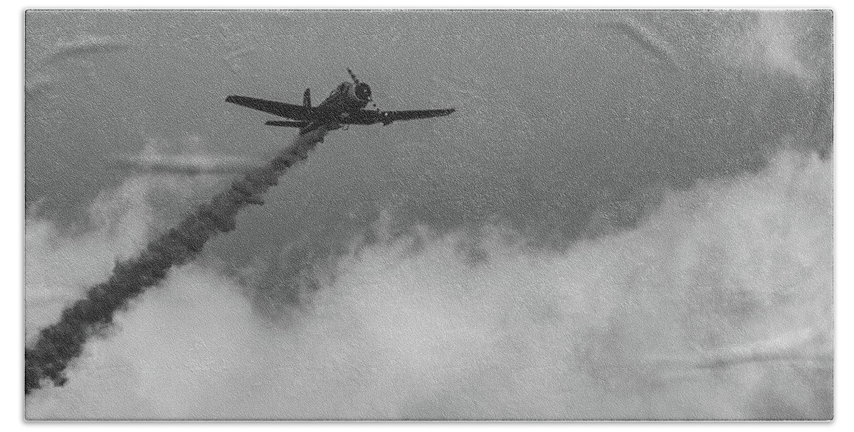 North American Aviation Snj-5 Beach Towel featuring the photograph Snj 5 -bw002 by Flees Photos