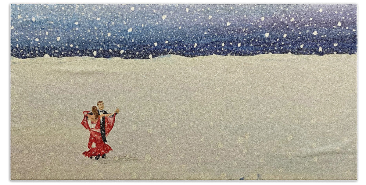 Snow Dancing Beach Towel featuring the painting Snow Dancing by Thomas Blood