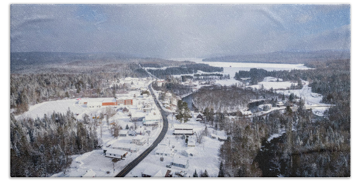 Village Beach Towel featuring the photograph Snow Shower North of Pittsburg Village, New Hampshire #2 by John Rowe
