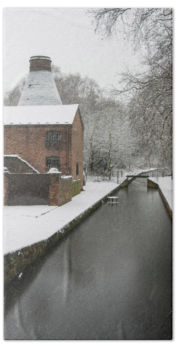 Kiln Beach Towel featuring the photograph Snowy canal by Average Images