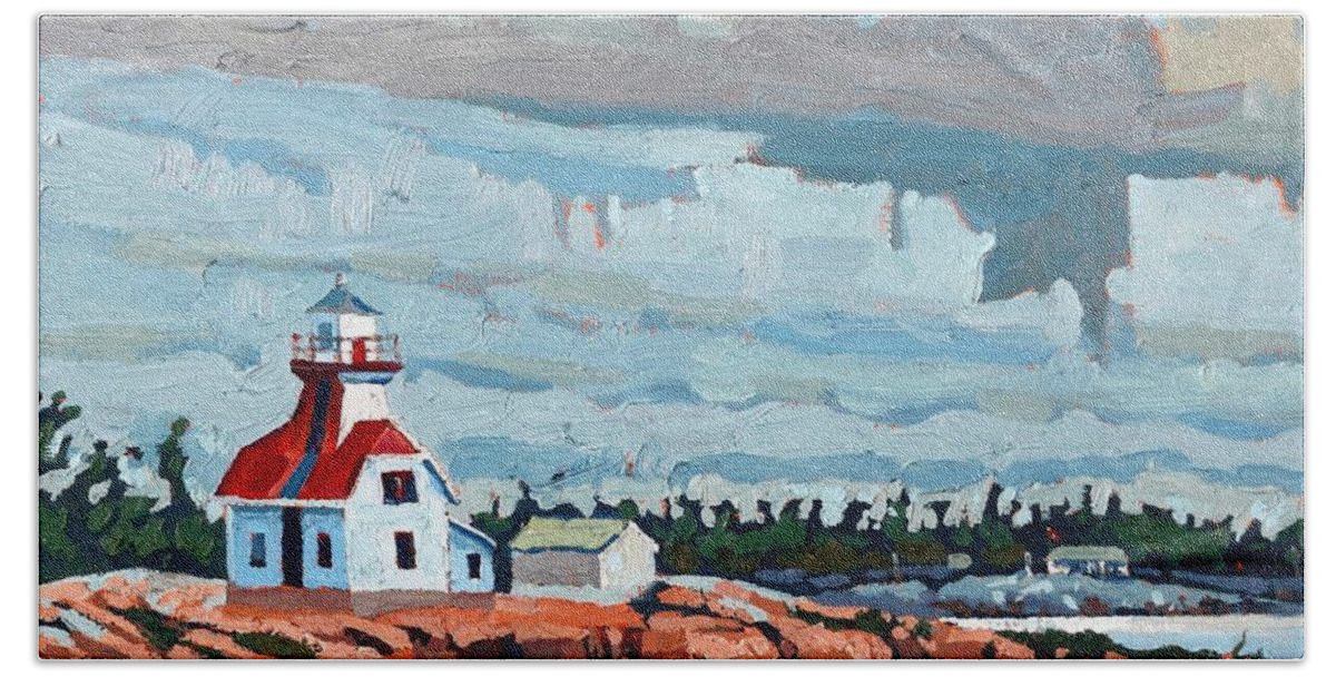 2311 Beach Sheet featuring the painting Snug Harbour Range Rear Lighthouse by Phil Chadwick