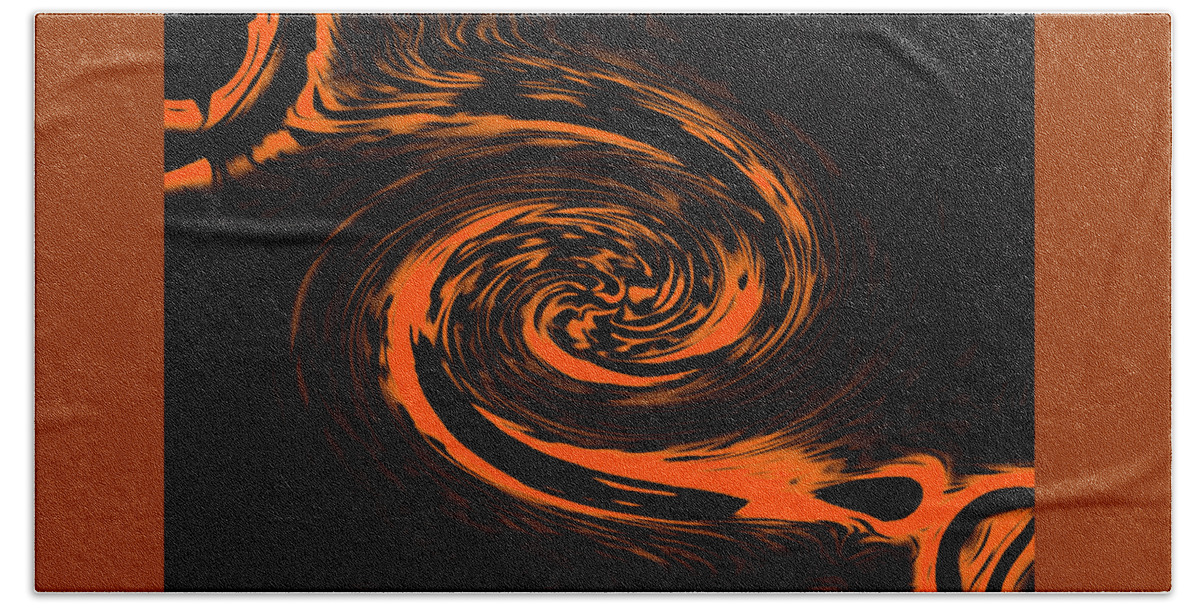 Abstract Art Beach Towel featuring the digital art Solar Fractal Orange by Ronald Mills