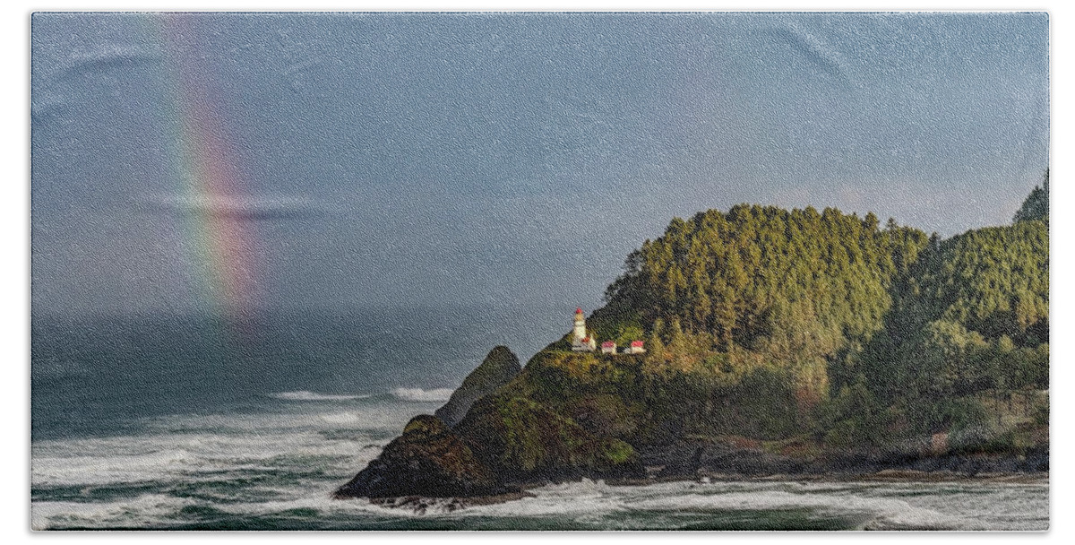 Oregon Beach Towel featuring the photograph Somewhere under the rainbow by Bryan Xavier