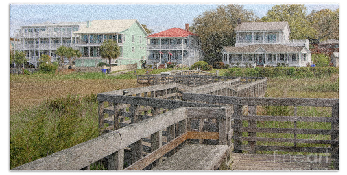 Southport North Carolina Beach Towel featuring the photograph Southport NC Waterfront Houses 6774 by Jack Schultz